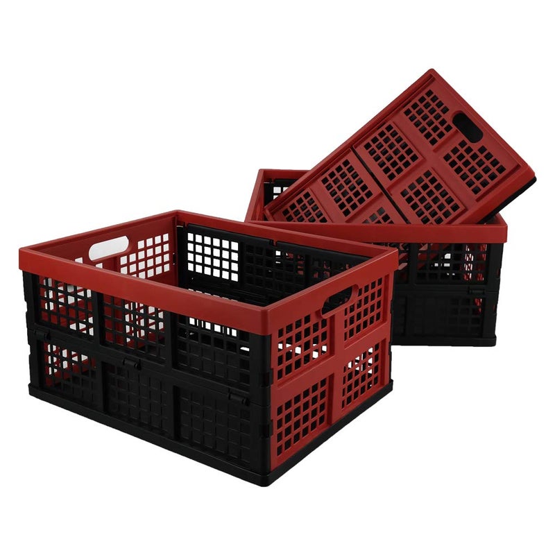 Obstnny 34 Quart Collapsible Storage Bins, Stackable Milk Crate, 3 Packs - Image 1